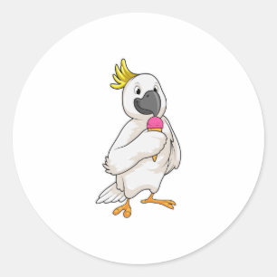 Parrot with Waffle ice cream Classic Round Sticker