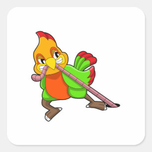 Parrot with Worm Square Sticker
