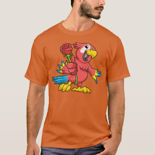Parrot with yellow Beak and red Rose 2 T-Shirt
