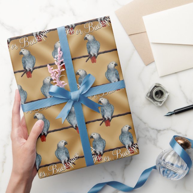 Parrot Wrapping Paper Personalised African Grey (Gifting)