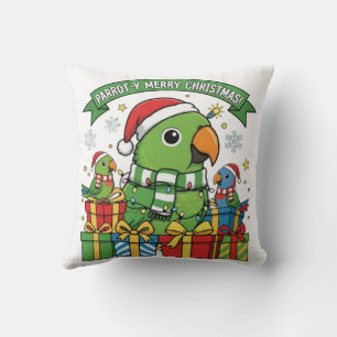Parrot-y Merry Christmas – Cute Festive Parrot Hol Cushion
