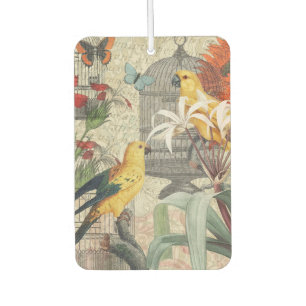 Parrot Yellow Tropical Antique Flower  Car Air Freshener