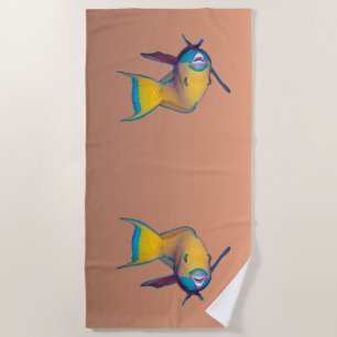Parrotfish - Abstract Design - Cut out of photo Beach Towel