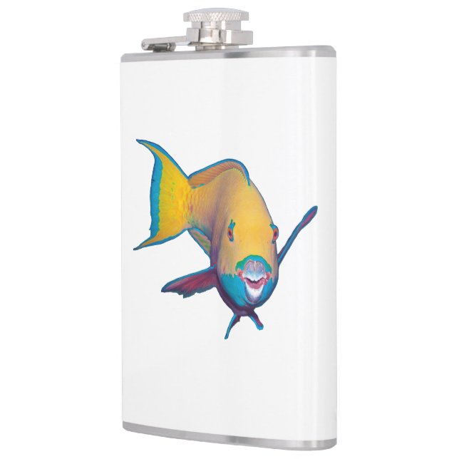 Parrotfish - Abstract Design - Cut out of photo |  Hip Flask (Left)