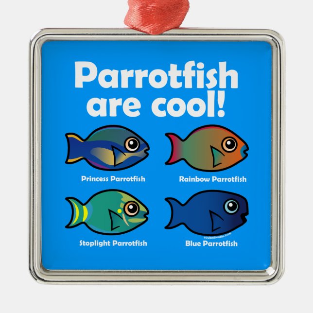 Parrotfish Are Cool! Metal Tree Decoration (Front)
