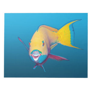 Parrotfish Close-up! Gradient blue background Notepad