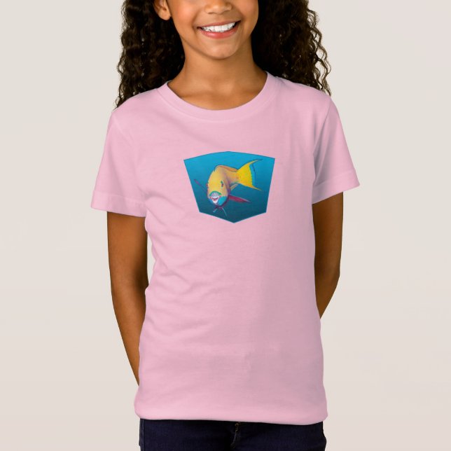 Parrotfish - Design gradient blue background |  T-Shirt (Front)