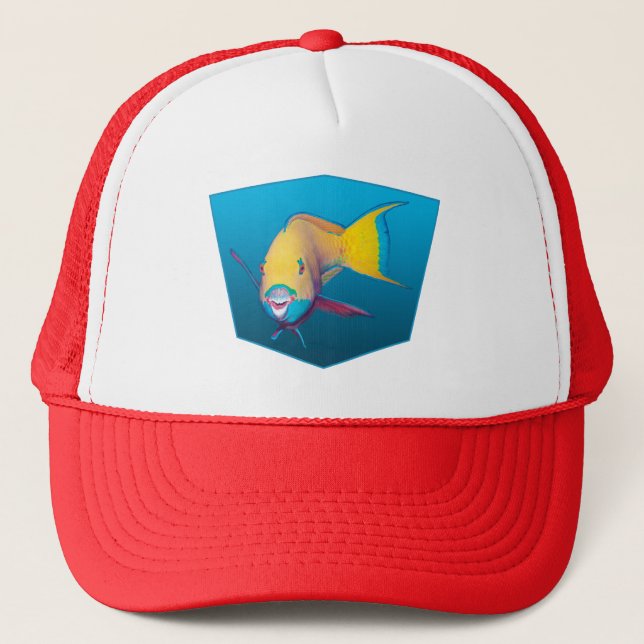 Parrotfish - Design gradient blue background |  Trucker Hat (Front)