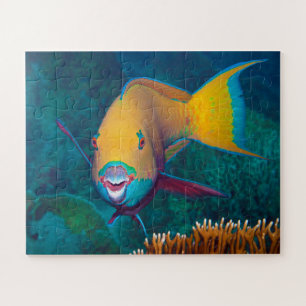 Parrotfish - Striking Make-Up! Colourful photo    Jigsaw Puzzle