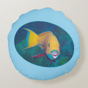 Parrotfish Underwaterphoto - Photographic design   Round Cushion