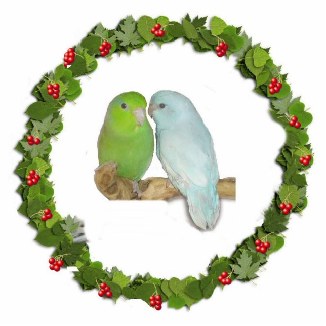Parrotlet Christmas Wreath Photo Sculpture Decoration (Front)