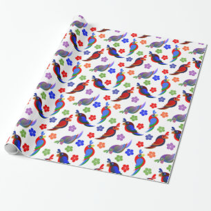 Parrots and Flowers Wrapping Paper