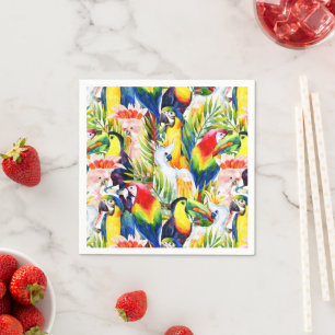 Parrots And Palm Leaves Napkin