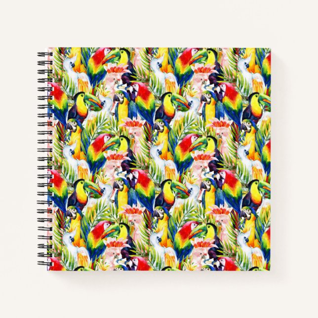 Parrots And Palm Leaves Notebook (Front)