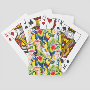 Parrots And Palm Leaves Playing Cards