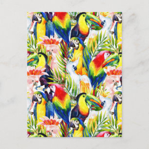 Parrots And Palm Leaves Postcard