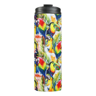 Parrots And Palm Leaves Thermal Tumbler
