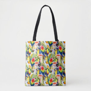 Parrots And Palm Leaves Tote Bag