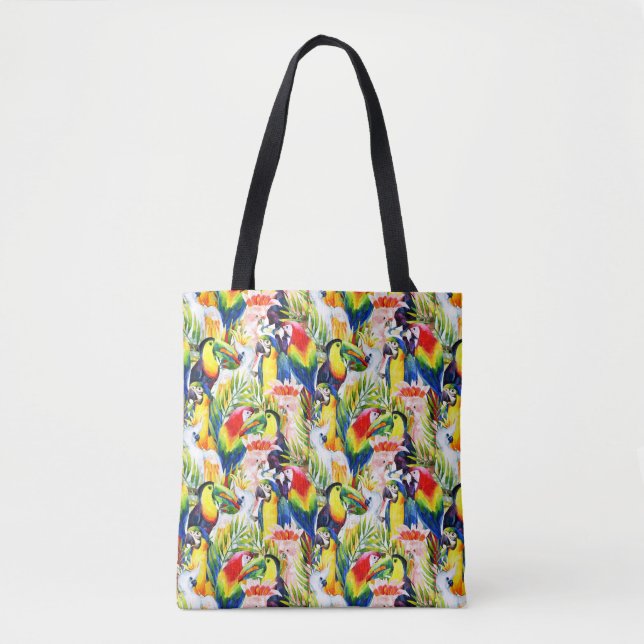 Parrots And Palm Leaves Tote Bag (Front)