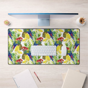 Parrots And Tropical Fruit Desk Mat