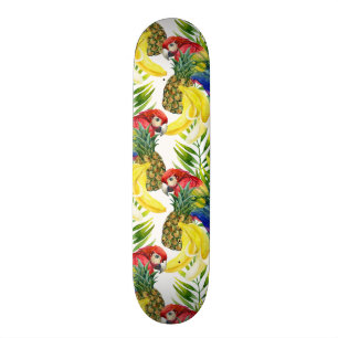 Parrots And Tropical Fruit Skateboard