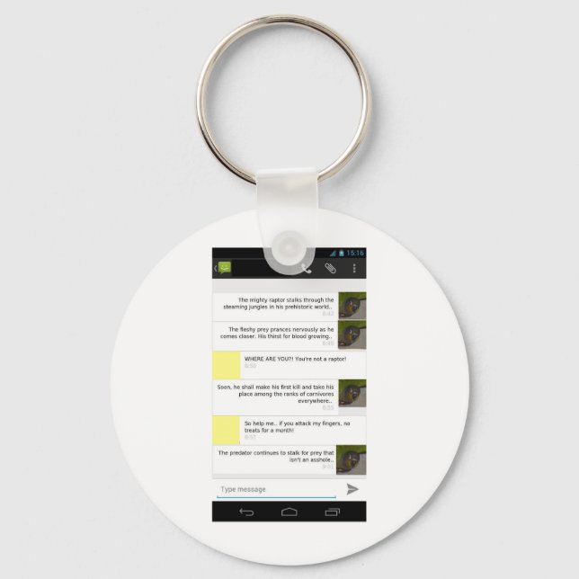 Parrots are little Raptors Merch Key Ring (Front)