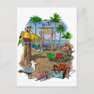Parrots Beach Party Invitation Postcard