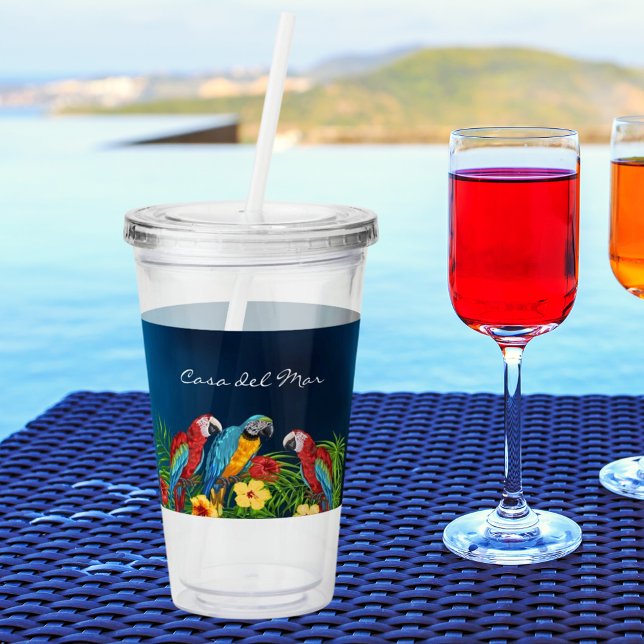 Parrots birds blue leaves summer party acrylic tumbler (Creator Uploaded)