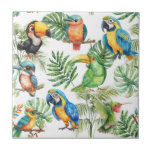 Parrots birds tropical pattern tile<br><div class="desc">A tropical pattern with birds, parrots.</div>