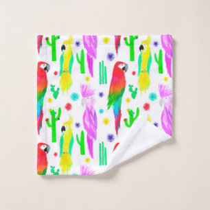 Parrots colourful seamless hand drawn pattern wash cloth