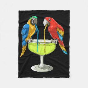 Parrots Drinking Margarita Hawaiian Vacation Beach Fleece Blanket