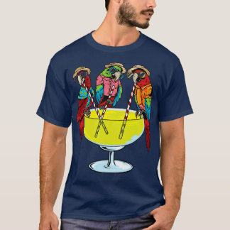 Parrots Drinking Margarita Hawaiian Vacation Birds T-Shirt
