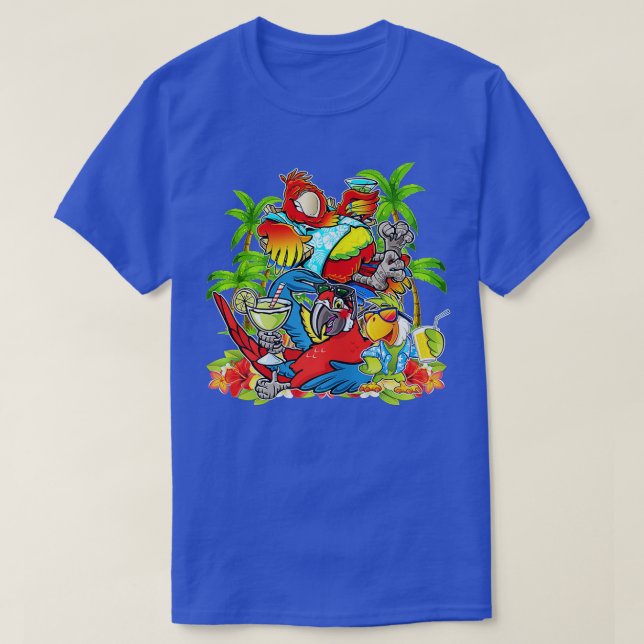 Parrots Drinking Margarita On Summer Vacation Bird T-Shirt (Design Front)