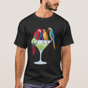 Parrots Drinking Margarita Tropical Vacation Hawai T-Shirt
