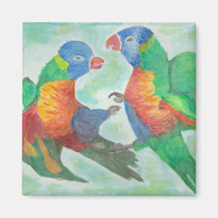 Parrots fight magnet