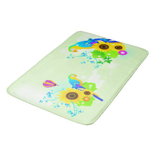 Parrots Flowers Art Kitchen Rug Mat Home Decor
