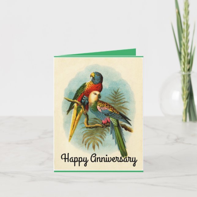 Parrots Happy Anniversary Greeting Card (Front)
