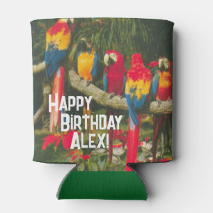 Parrots Happy Birthday Can Cooler
