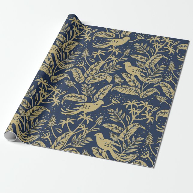 Parrots in the Forest Wrapping Paper (Unrolled)