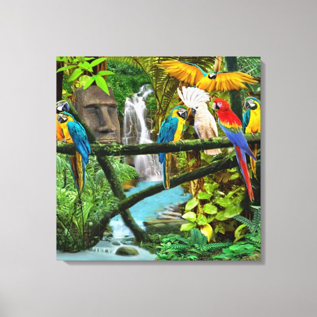 PARROTS OF THE HIDDEN JUNGLE CANVAS PRINT (Front)