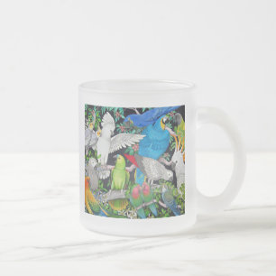 Parrots of the World Frosted Glass Mug