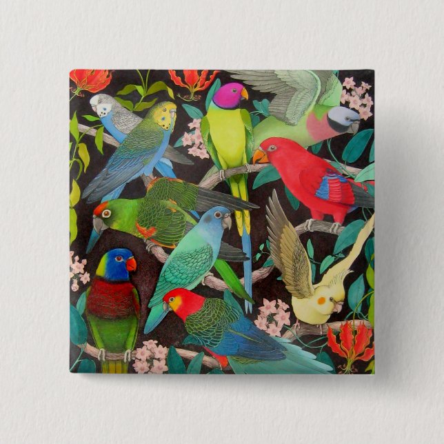 Parrots of the World II 15 Cm Square Badge (Front)