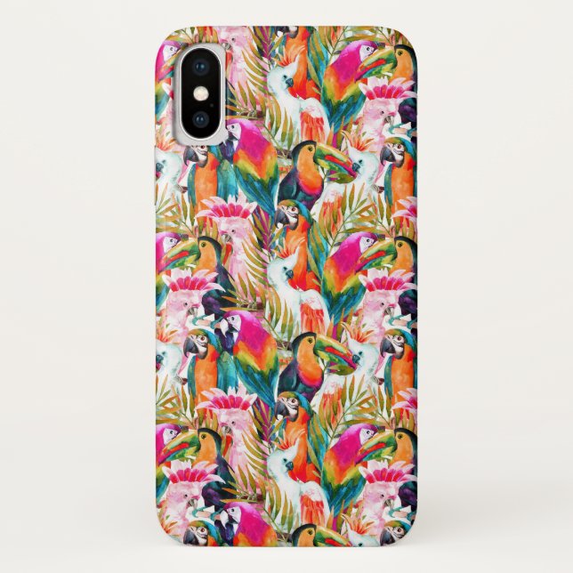 Parrots & Palm Leaves Case-Mate iPhone Case (Back)