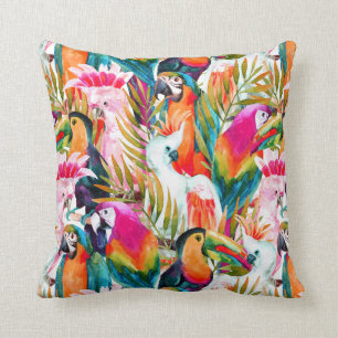 Parrots & Palm Leaves Cushion