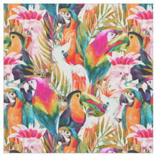 Parrots & Palm Leaves Fabric