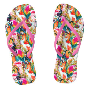 Parrots & Palm Leaves Flip Flops