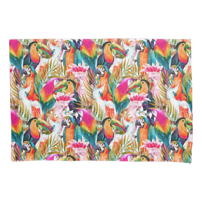Parrots & Palm Leaves Pillowcase (Front-Left)