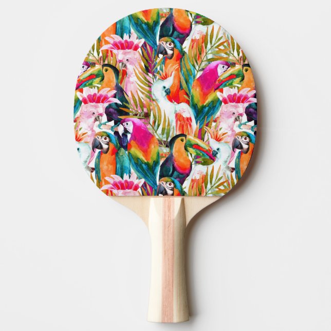 Parrots & Palm Leaves Ping Pong Paddle (Front)