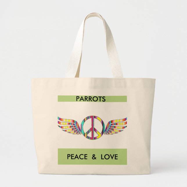 Parrots Peace and Love Tote Bag (Front)