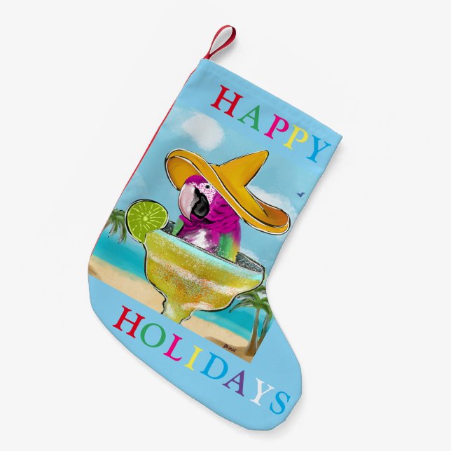 PARROTS  SMALL CHRISTMAS STOCKING (Front (Hanging))